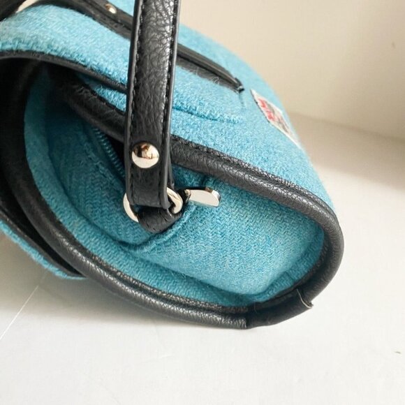 Glen Appin Harrirs Tweed Blue Wool  Small Square Crossbody Bag - Picture 3 of 9
